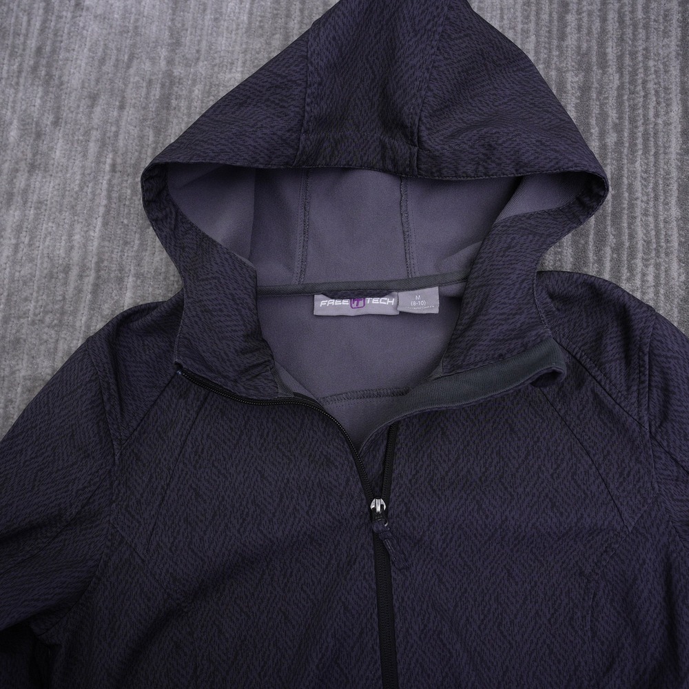 Free Tech Womens Grey Chevron Softshell Hooded Jacket Size M 8-10 FTOL46315